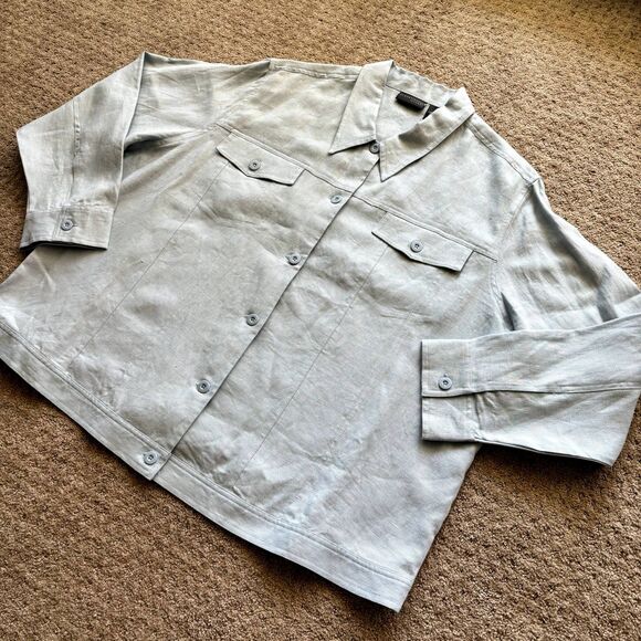 Relativity Woman 100% Linen Long Sleeve Button Down Shirt Women's 3X Light Blue - Picture 2 of 7